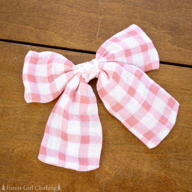 Pink Gingham Fabric Bows