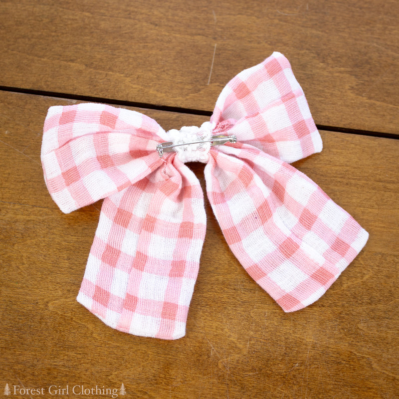 Pink Gingham Fabric Bows