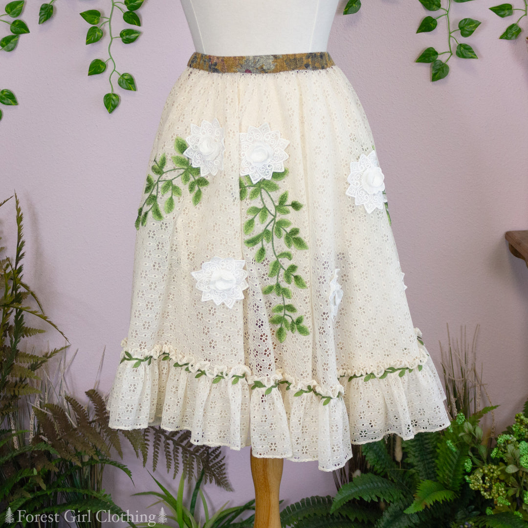 Upcycled Mori Kei Dress with offers Asymmetric Layered Handkerchief Hem and Vintage Lace - Forest Girl Fashion