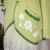 Green Angora Floral Cardigan