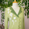 Green Angora Floral Cardigan