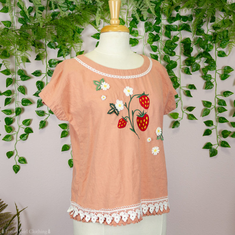 Strawberry Linen Top