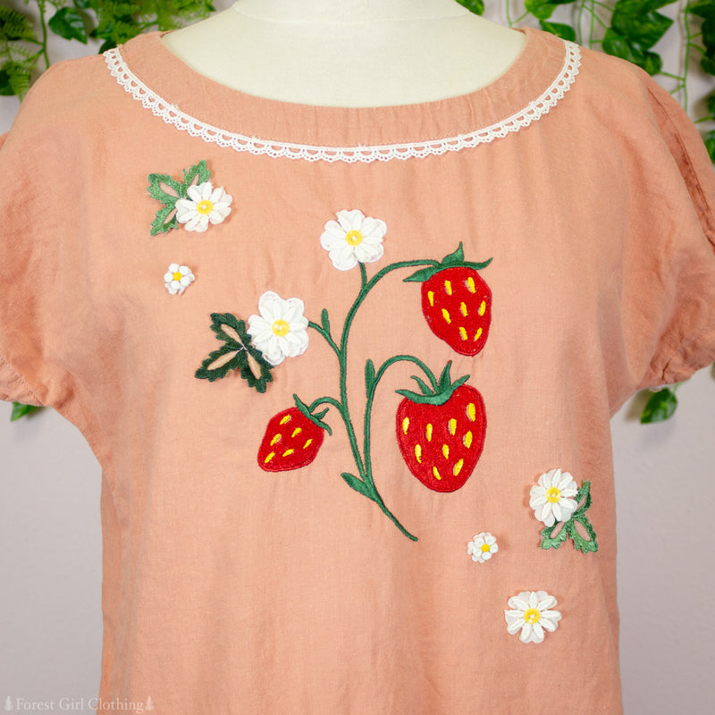 Strawberry Linen Top