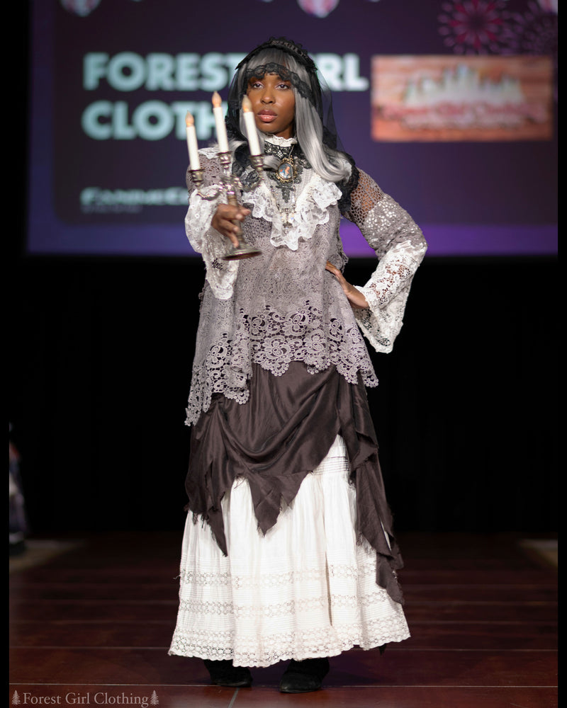 Tattered Gray Silk Skirt