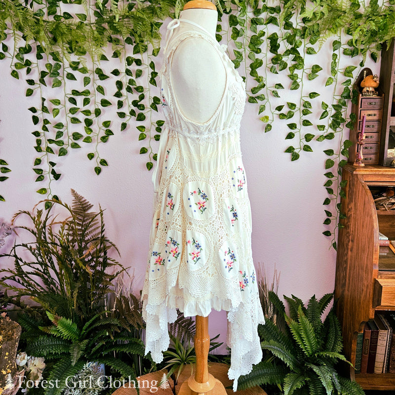 White Cross Stitch Doily Dress Forest Girl Clothing White Cross Stitch Doily Dress Forest Girl Clothing