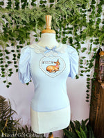 Sky Blue Deer Heart Top