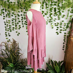 Dusty Rose Off-Shoulder Ruffle Dress