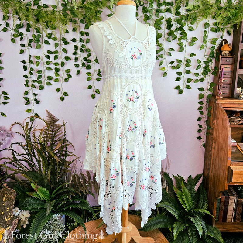 White Cross Stitch Doily Dress – Forest Girl Clothing