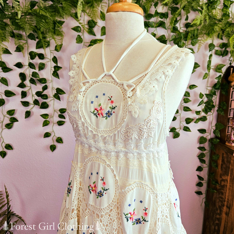 White Cross Stitch Doily Dress