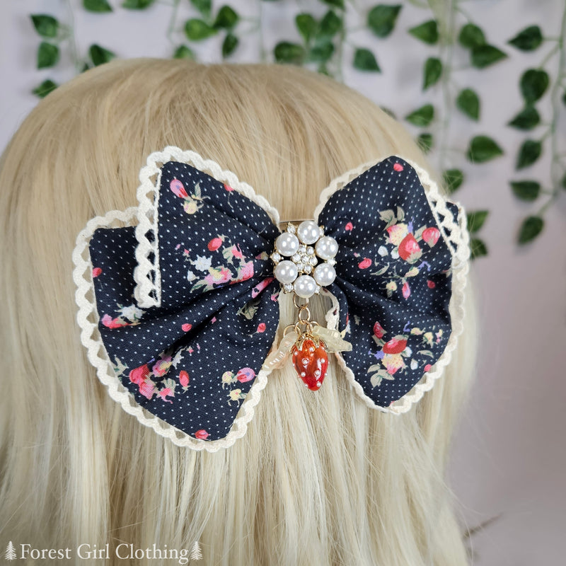 Strawberries & Cream Hair Bow