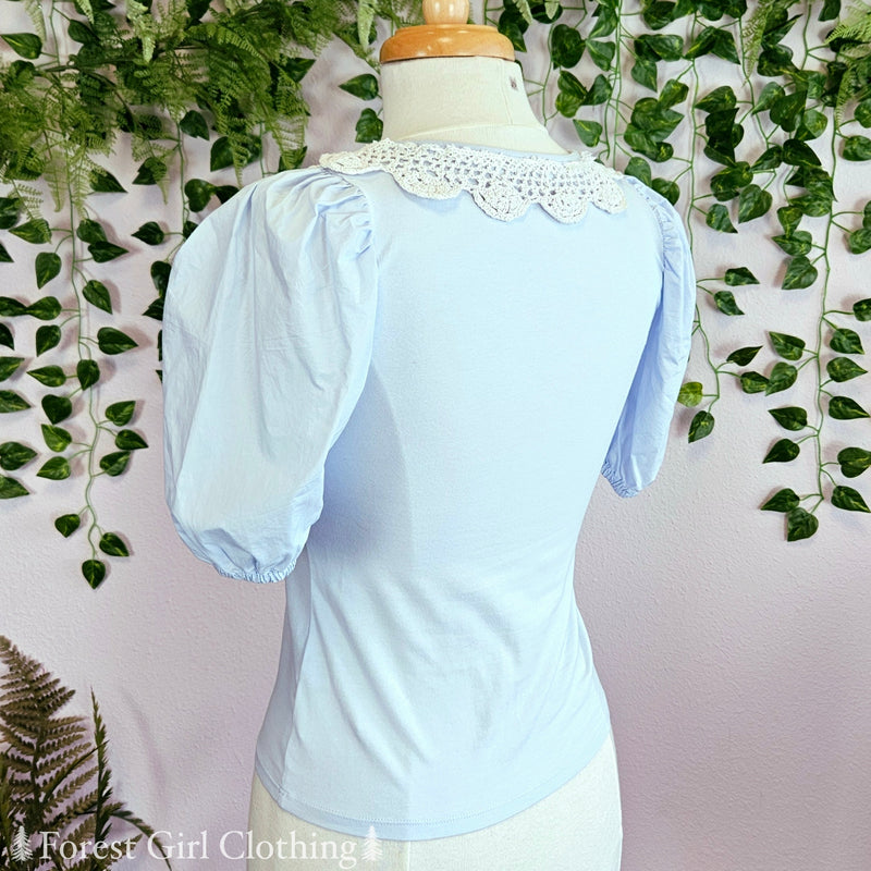 Sky Blue Deer Heart Top