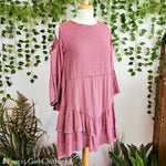 Dusty Rose Off-Shoulder Ruffle Dress