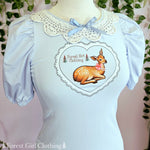 Sky Blue Deer Heart Top