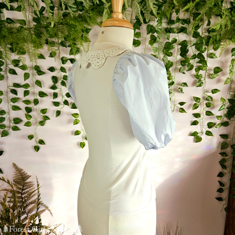 Blue & White Deer Heart Top