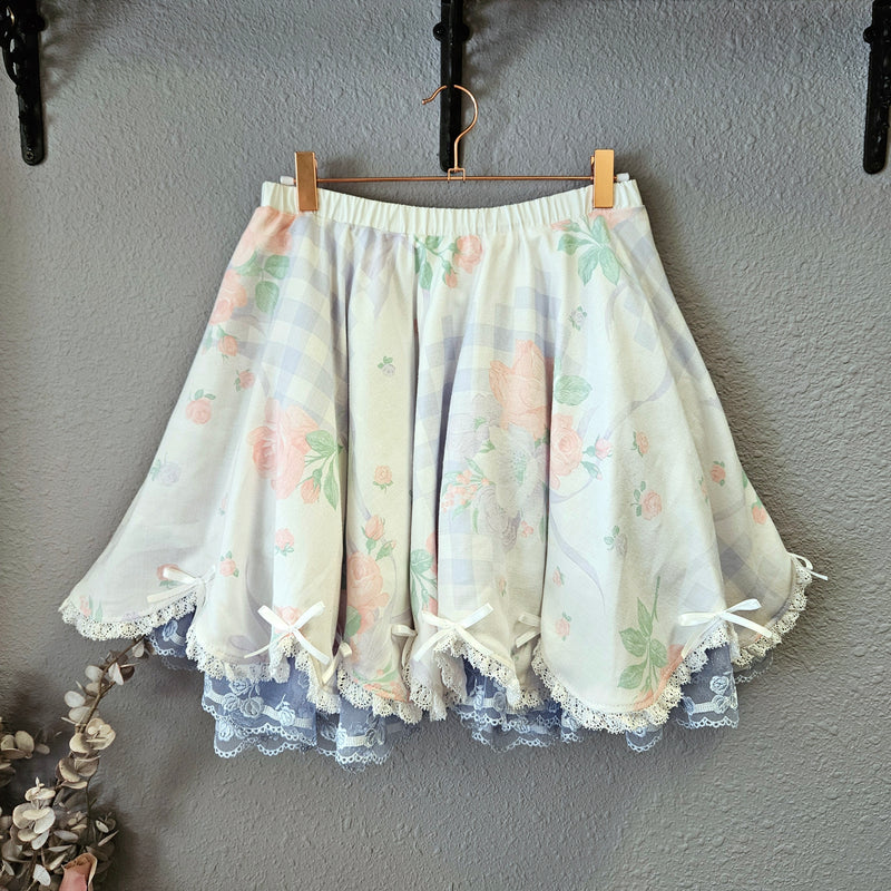White Scalloped Circle Skirt with Bows