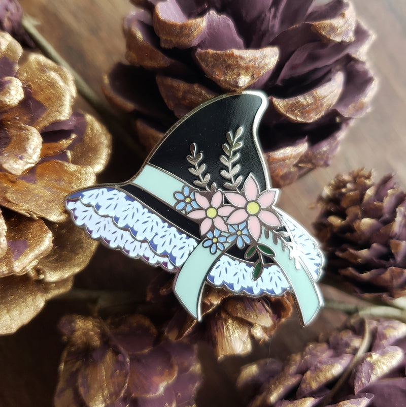 Floral Witch Hat Enamel Pin