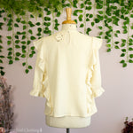 Embroidered Cream Ruffle Top