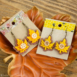 Button Leaf Earrings - Autumn