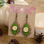 Button Leaf Earrings - Green Leaf