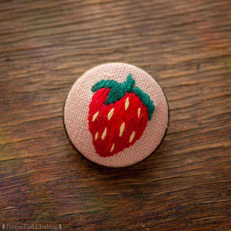 Pin Embro Strawberry Embroidered Pin – Forest Girl Clothing