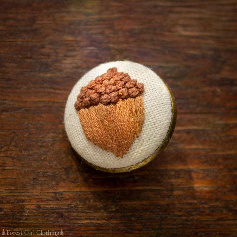 Acorn Embroidered Pin